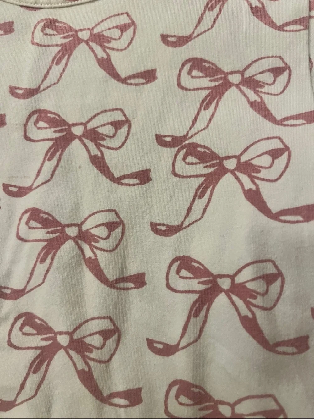 Pink Chicken Girls' White Dress with Pink Bow Print - Soft Cotton Stretch Dress